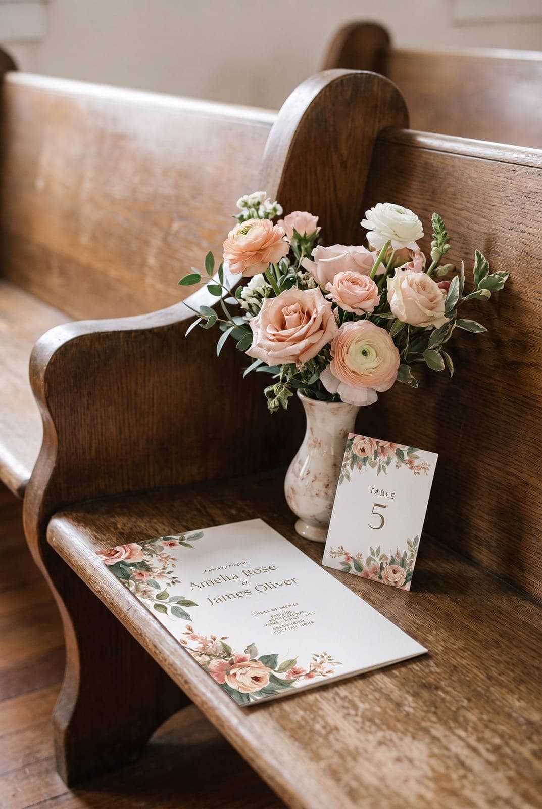 Asymmetric Corner Botanicals ceremony program template