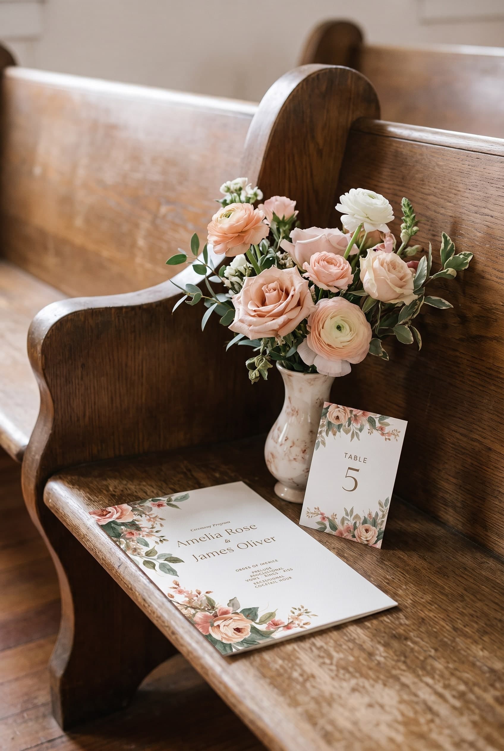 Asymmetric Corner Botanicals ceremony program template