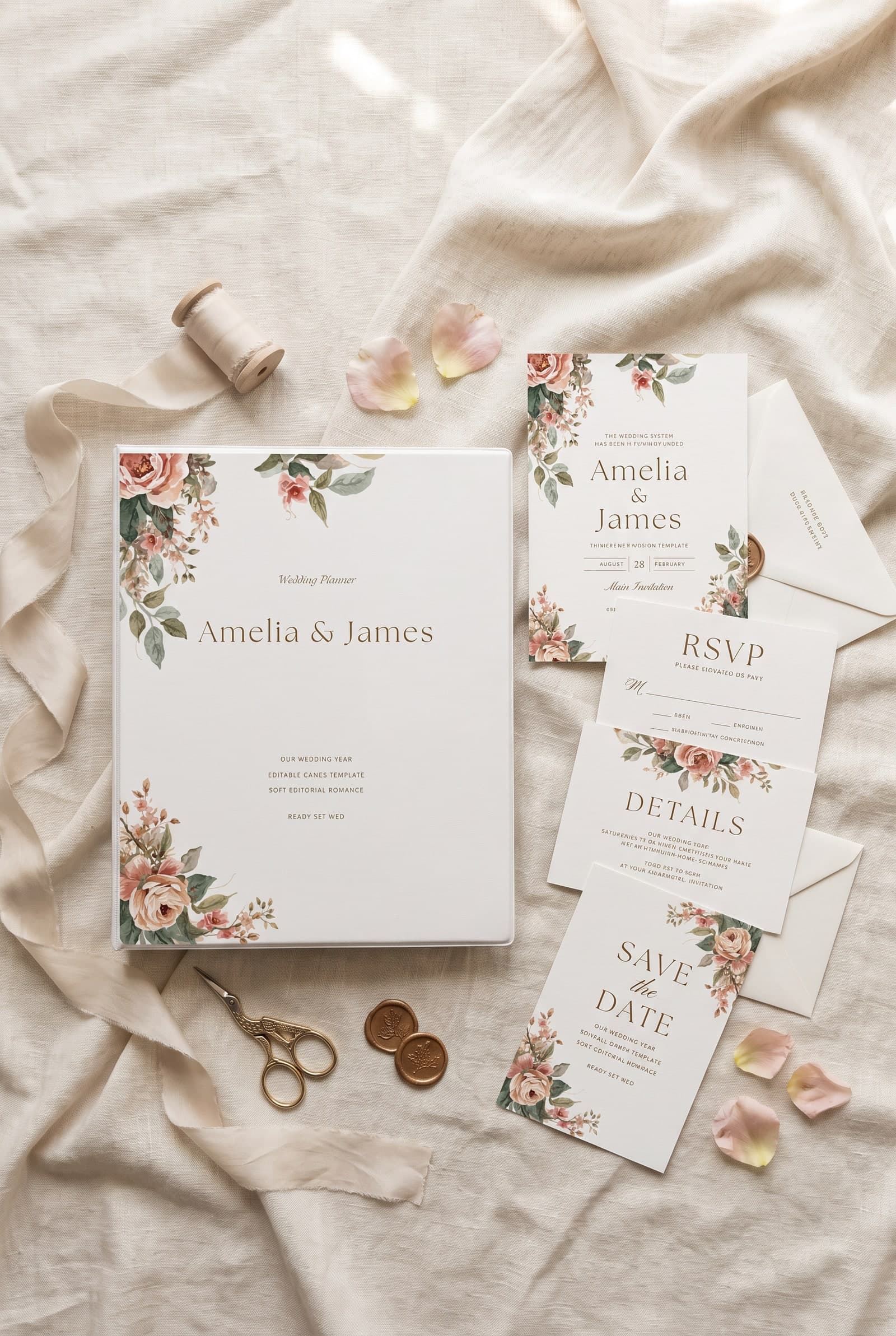 Complete Wedding Template Bundle Canva | Invite Suite + Planner