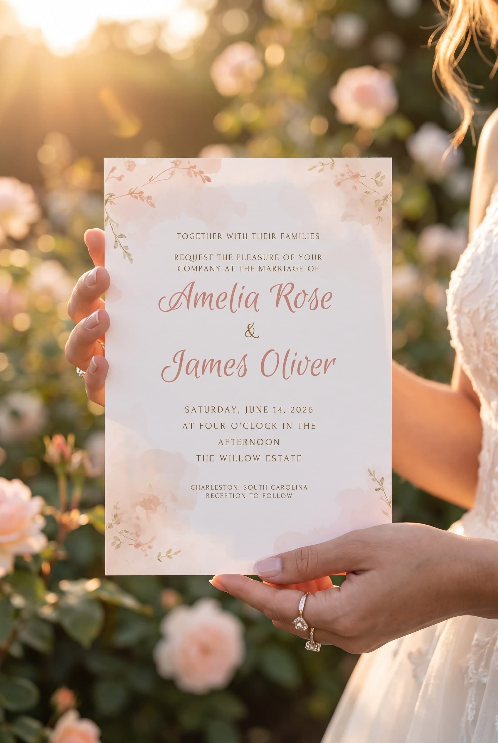 Blush Watercolor Wash wedding invitation template
