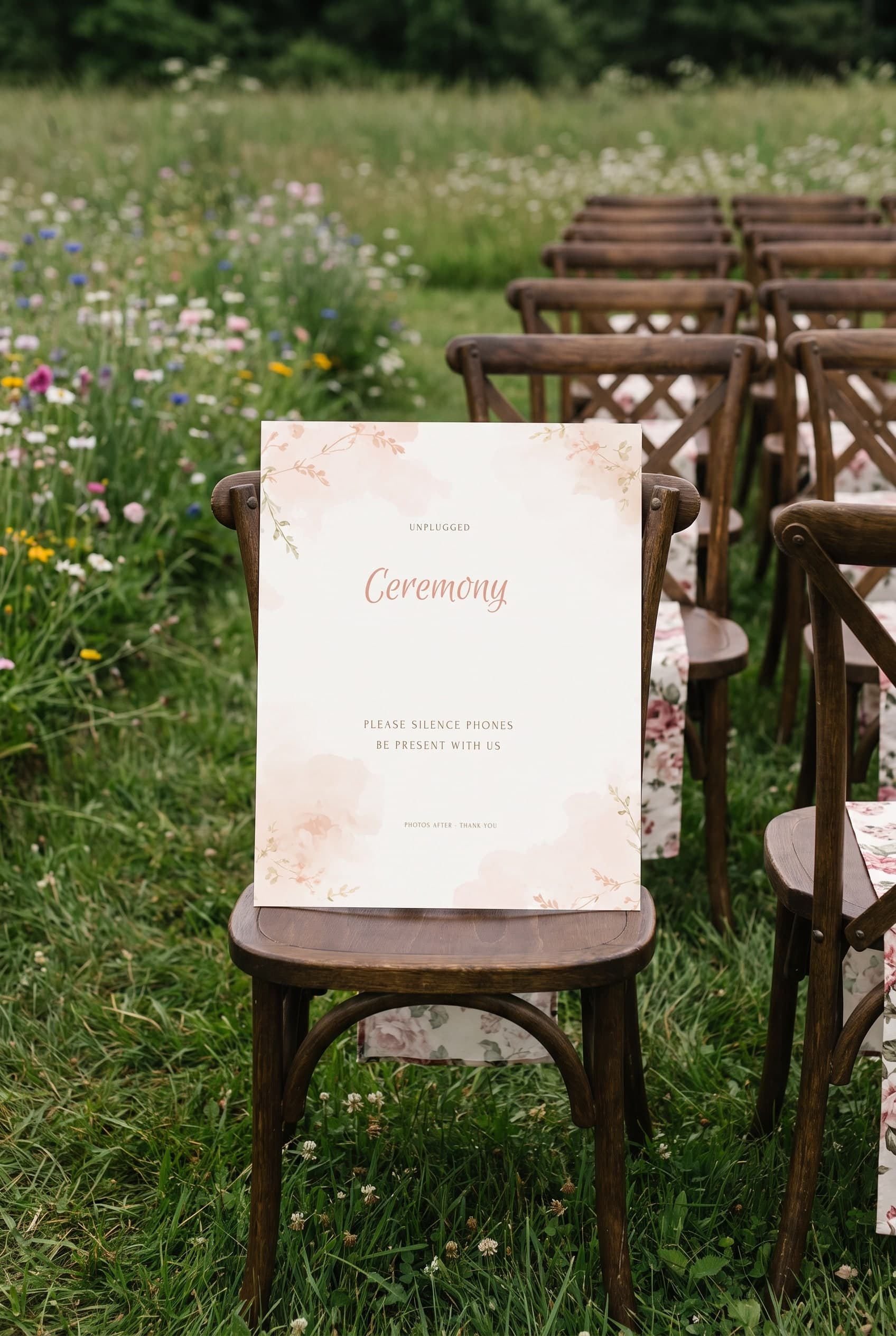 Blush Watercolor Wash unplugged ceremony sign template